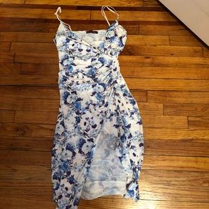 Floral front slit dress.